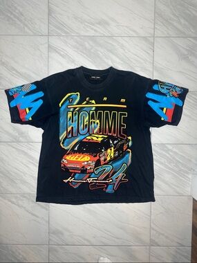 Homme Racing Graphic Tee - Black with Multicolor Print
